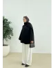 جاكيت مبطن شتوي مع سكارف عريض - أسود جاكيت مبطن شتوي مع سكارف عريض - أسود